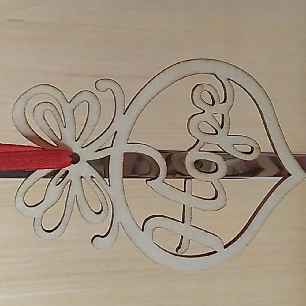 Hope Bememo Wooden Christmas Ornament 3.82 x 2.83 x 0.12 inches w Red ribbon